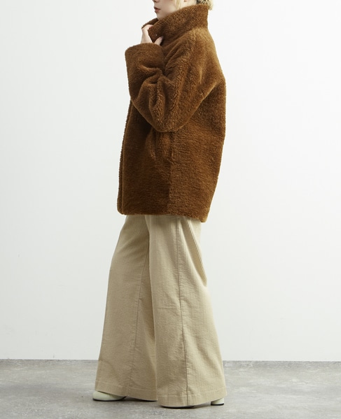 スタンド袖口リブミドル丈ファーコート 詳細画像 ブラウン系その他 8