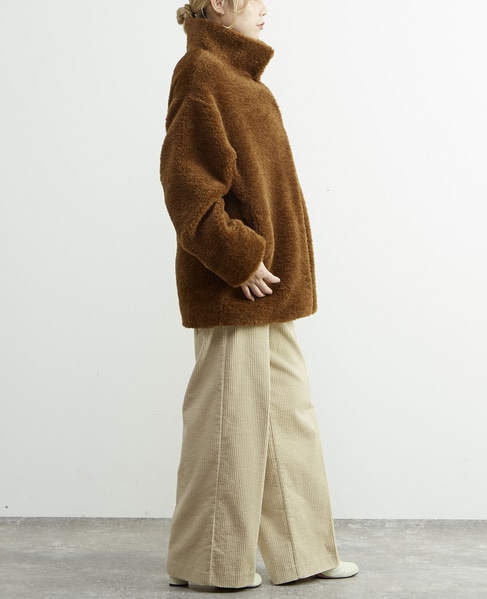 スタンド袖口リブミドル丈ファーコート 詳細画像 ブラウン系その他 9