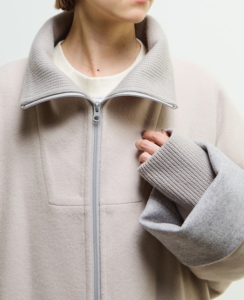 【nota della mano sinistra（ノータ デラ マノ シニストラ）】ドルマンファスナーハイネックコート 詳細画像 ベージュ 22