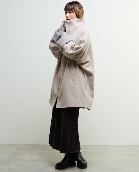 【nota della mano sinistra（ノータ デラ マノ シニストラ）】ドルマンファスナーハイネックコート 詳細画像 ベージュ 8