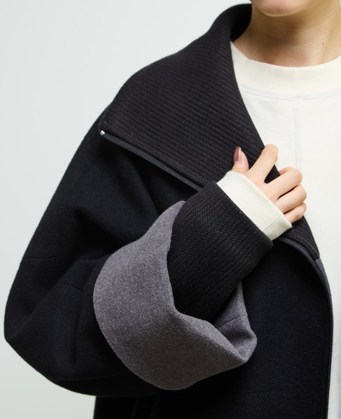 【nota della mano sinistra（ノータ デラ マノ シニストラ）】ドルマンファスナーハイネックコート 詳細画像 ブラック 14