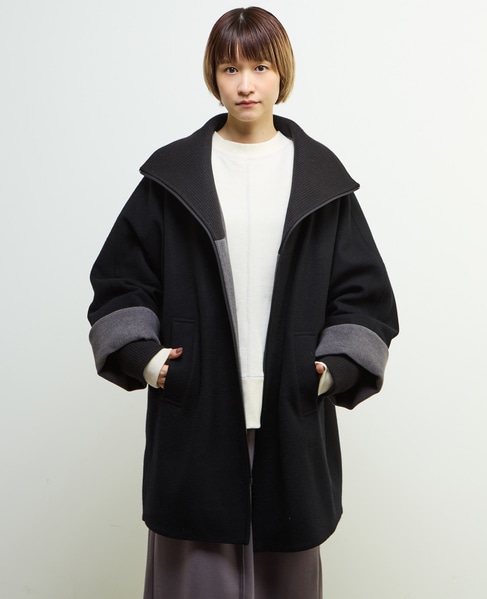 【nota della mano sinistra（ノータ デラ マノ シニストラ）】ドルマンファスナーハイネックコート 詳細画像 ブラック 5