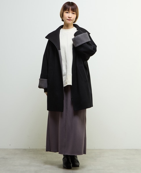 【nota della mano sinistra（ノータ デラ マノ シニストラ）】ドルマンファスナーハイネックコート 詳細画像 ブラック 6
