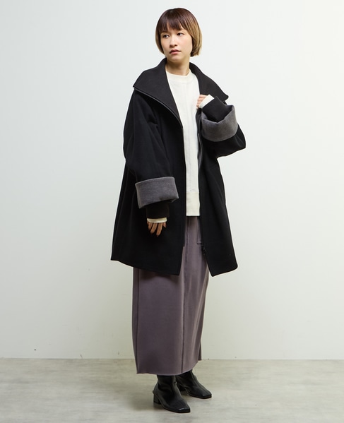 【nota della mano sinistra（ノータ デラ マノ シニストラ）】ドルマンファスナーハイネックコート 詳細画像 ブラック 7