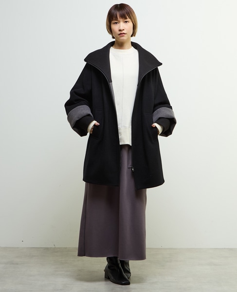【nota della mano sinistra（ノータ デラ マノ シニストラ）】ドルマンファスナーハイネックコート 詳細画像 ブラック 8