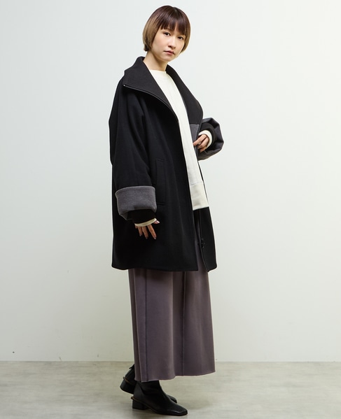 【nota della mano sinistra（ノータ デラ マノ シニストラ）】ドルマンファスナーハイネックコート 詳細画像 ブラック 9