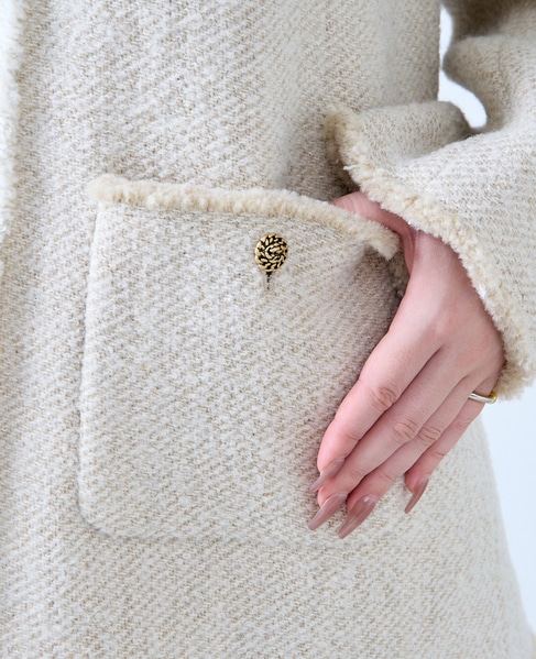 【A_/エース】BALIノーカラーコート 詳細画像 オフホワイト 10