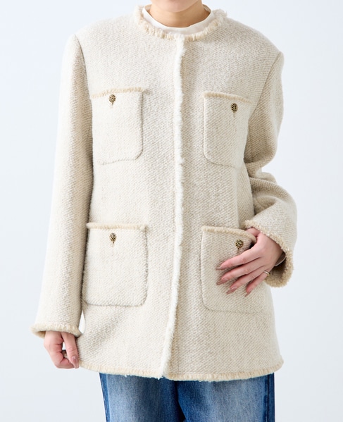 【A_/エース】BALIノーカラーコート 詳細画像 オフホワイト 6