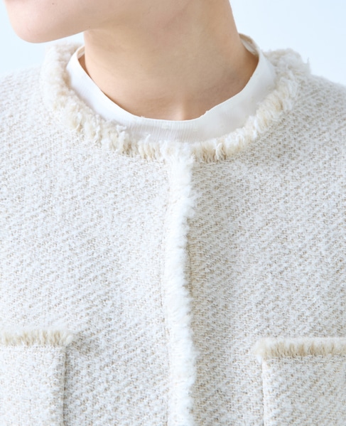 【A_/エース】BALIノーカラーコート 詳細画像 オフホワイト 7