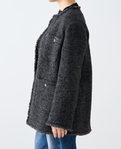 【A_/エース】BALIノーカラーコート 詳細画像 チャコールグレー 4