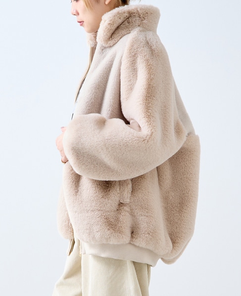 【A_/エース】ジップアップファーブルゾン 詳細画像 ライトベージュ 2