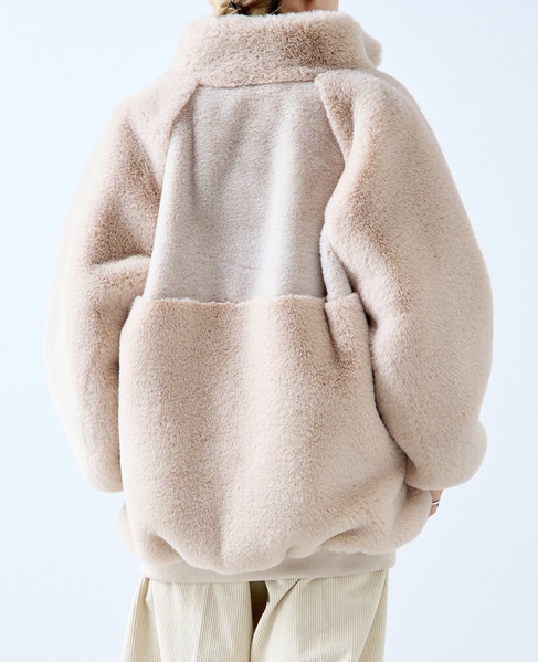 【A_/エース】ジップアップファーブルゾン 詳細画像 ライトベージュ 3