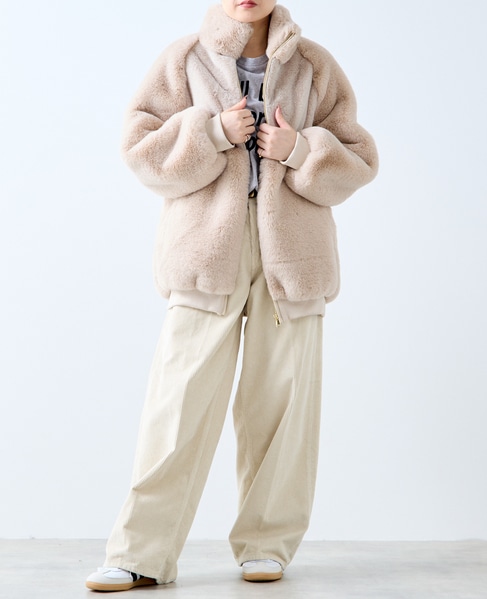 【A_/エース】ジップアップファーブルゾン 詳細画像 ライトベージュ 5