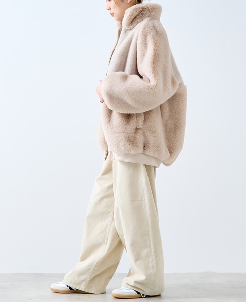 【A_/エース】ジップアップファーブルゾン 詳細画像 ライトベージュ 7