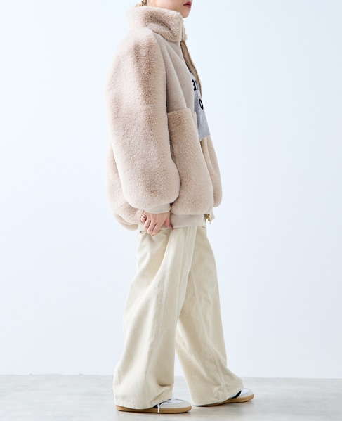 【A_/エース】ジップアップファーブルゾン 詳細画像 ライトベージュ 8