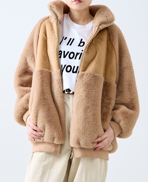 【A_/エース】ジップアップファーブルゾン 詳細画像 キャメル 1