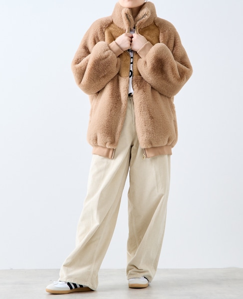 【A_/エース】ジップアップファーブルゾン 詳細画像 キャメル 6