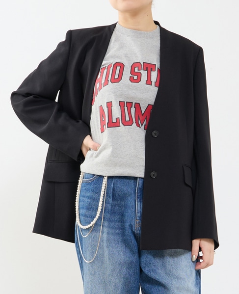 《2WAYストレッチ・紫外線防止・接触冷感》ノーカラージャケット 詳細画像 ブラック 1