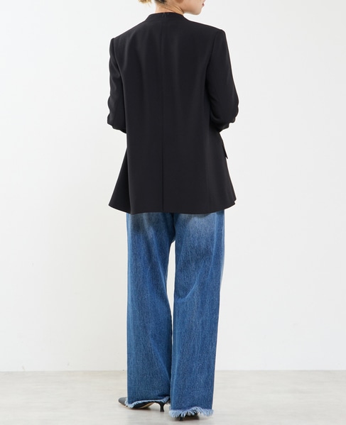 《2WAYストレッチ・紫外線防止・接触冷感》ノーカラージャケット 詳細画像 ブラック 11