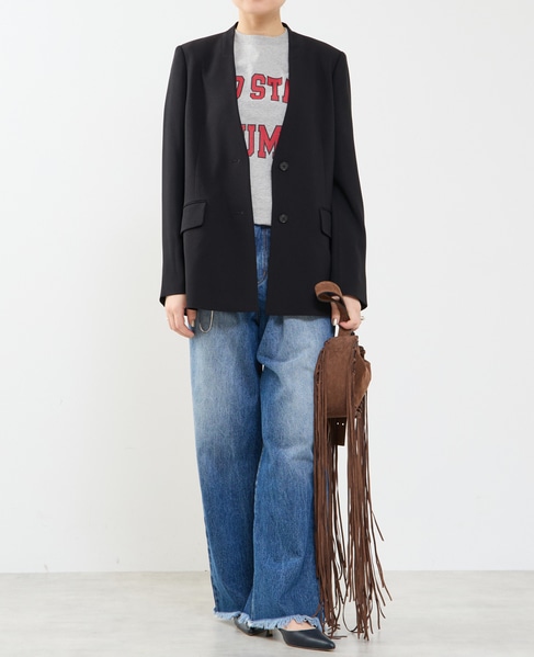 《2WAYストレッチ・紫外線防止・接触冷感》ノーカラージャケット 詳細画像 ブラック 5