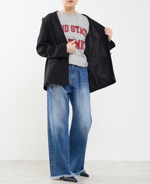 《2WAYストレッチ・紫外線防止・接触冷感》ノーカラージャケット 詳細画像 ブラック 9