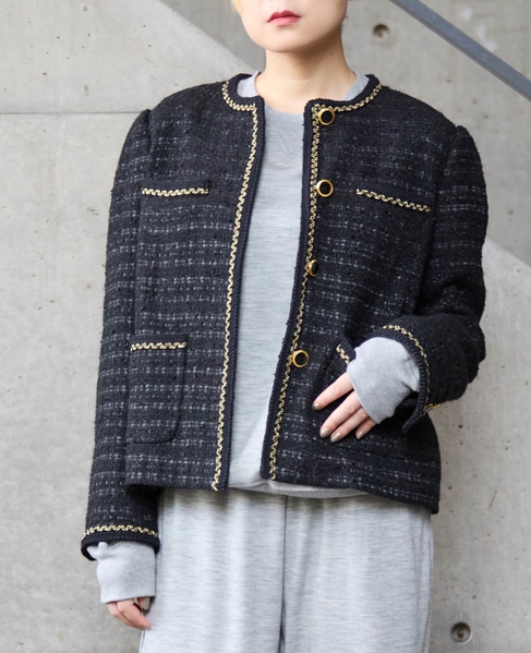 【A＿/エース】ツイードジャケット 詳細画像 ブラック 2