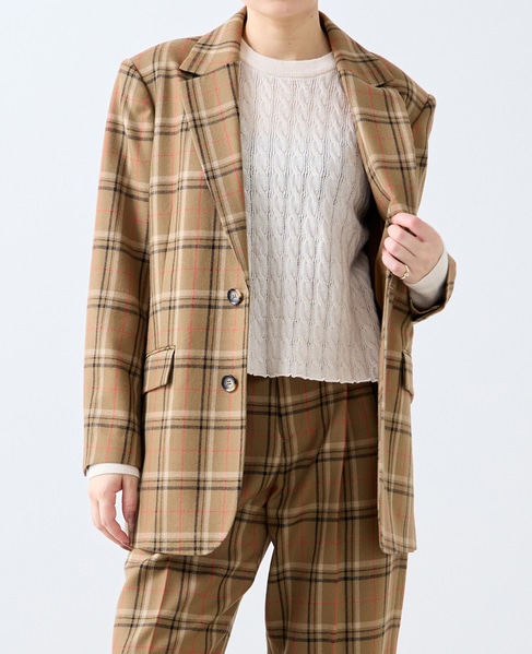 【A_/エース】ウールチェックジャケット 詳細画像 ブラウン 1