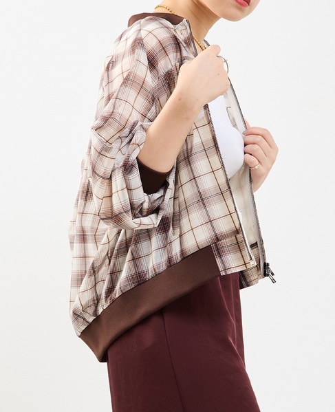 チェック柄シアーブルゾン 詳細画像 ホワイト系その他 2