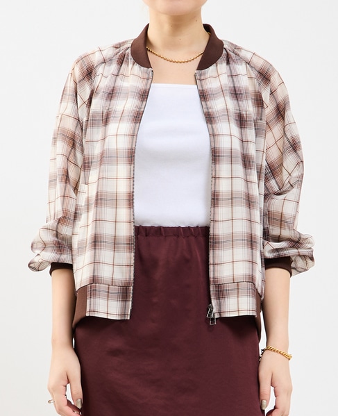 チェック柄シアーブルゾン 詳細画像 ホワイト系その他 5