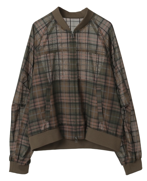 チェック柄シアーブルゾン 詳細画像 グリーン系その他 13