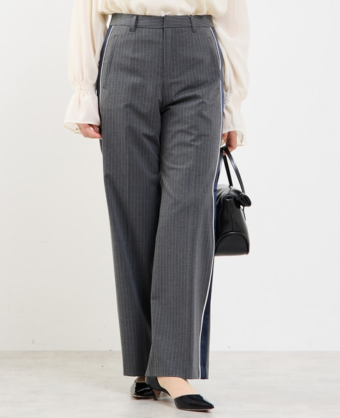 ピンストライプ2WAYストレッチラインパンツ 詳細画像 グレー 1