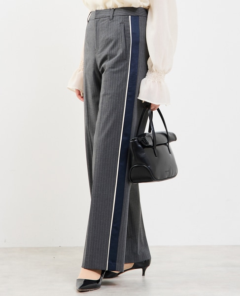 ピンストライプ2WAYストレッチラインパンツ 詳細画像 グレー 2