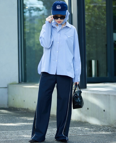 ピンストライプ2WAYストレッチラインパンツ 詳細画像 ダークネイビー 6