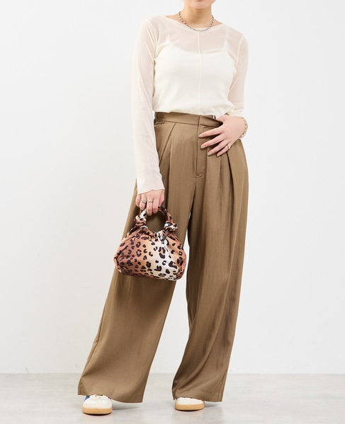 接触冷感タックリラックスパンツ 詳細画像 ブラウン 1