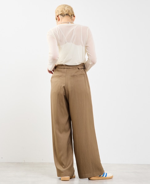 接触冷感タックリラックスパンツ 詳細画像 ブラウン 7