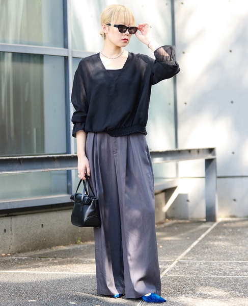 接触冷感タックリラックスパンツ 詳細画像 チャコールグレー 1