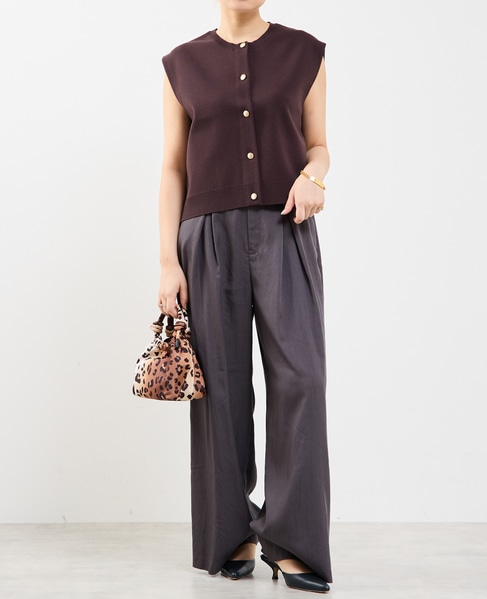 接触冷感タックリラックスパンツ 詳細画像 チャコールグレー 14