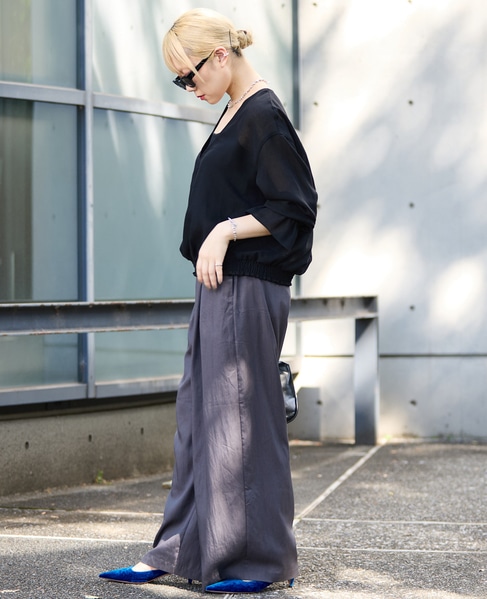 接触冷感タックリラックスパンツ 詳細画像 チャコールグレー 2