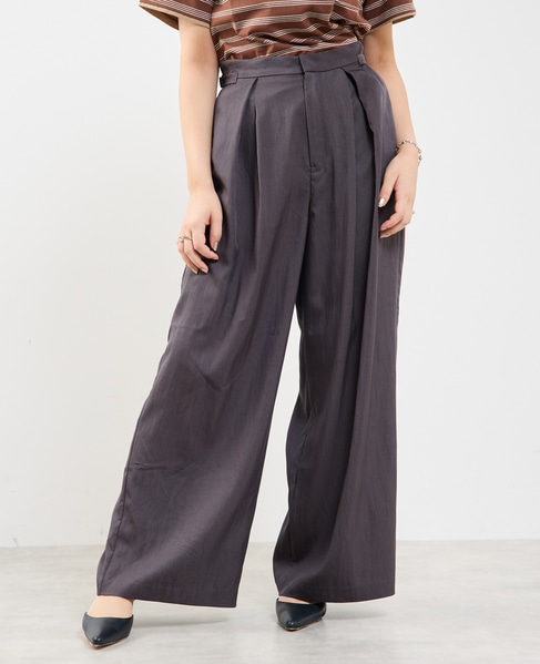 接触冷感タックリラックスパンツ 詳細画像 チャコールグレー 4