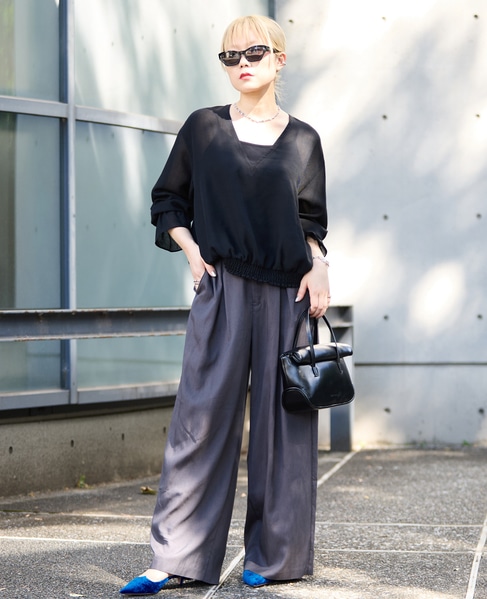 接触冷感タックリラックスパンツ 詳細画像 チャコールグレー 8