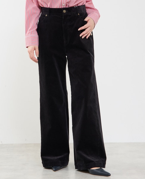 斜め切り替えフレアーパンツ 詳細画像 ブラック 1