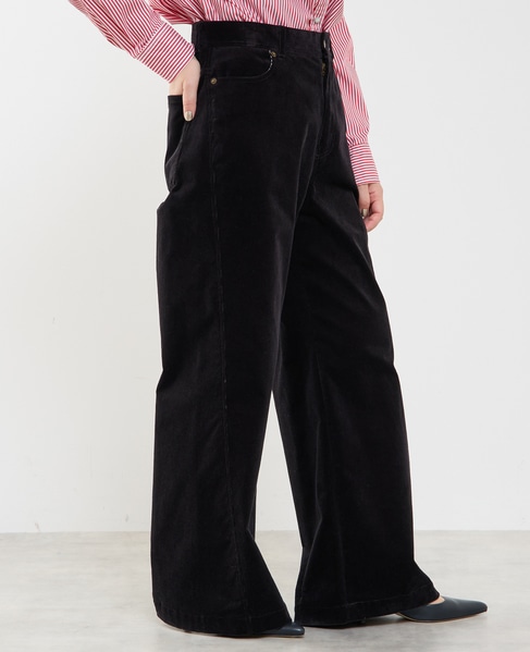 斜め切り替えフレアーパンツ 詳細画像 ブラック 2