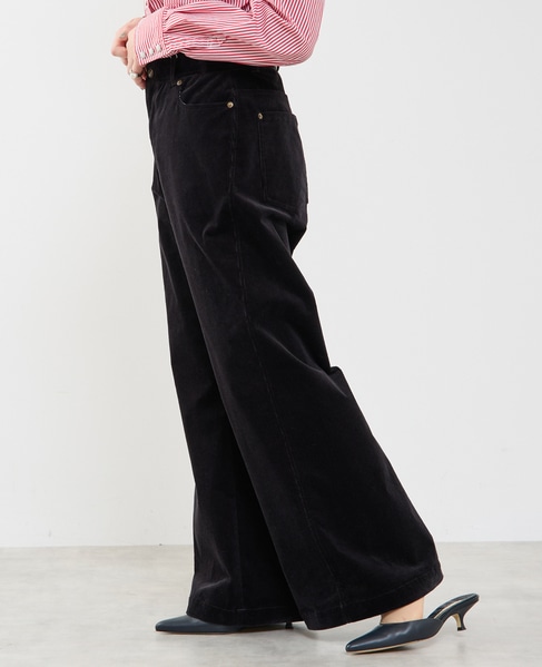 斜め切り替えフレアーパンツ 詳細画像 ブラック 3