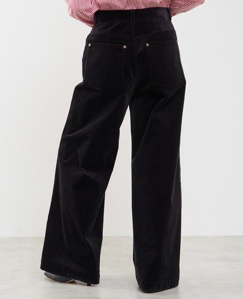 斜め切り替えフレアーパンツ 詳細画像 ブラック 4