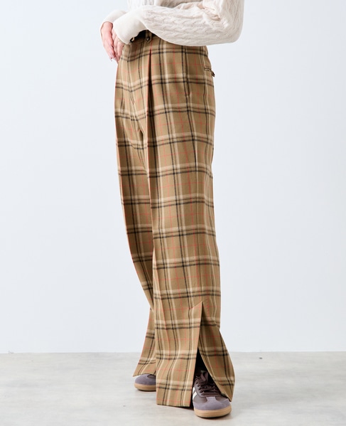 【A_/エース】ウールチェックスラックス 詳細画像 ブラウン 4