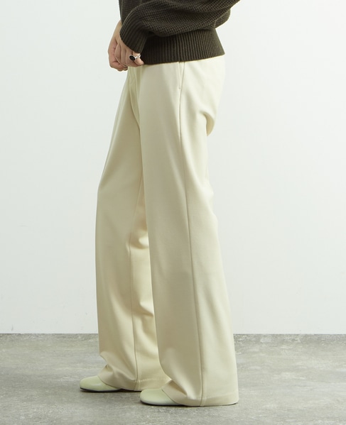 後ろゴム裏起毛ストレッチセミフレアーパンツ 詳細画像 オフホワイト 2
