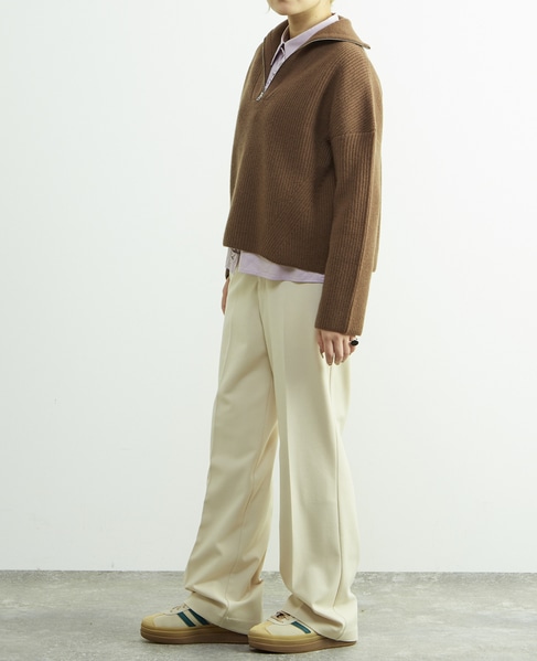 後ろゴム裏起毛ストレッチセミフレアーパンツ 詳細画像 オフホワイト 5