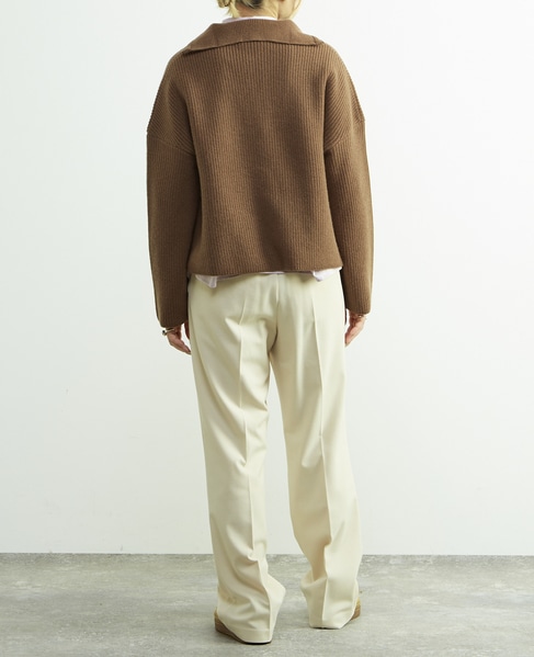 後ろゴム裏起毛ストレッチセミフレアーパンツ 詳細画像 オフホワイト 6