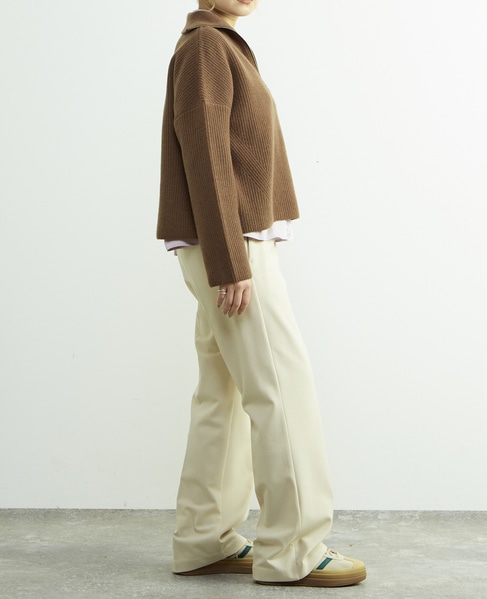後ろゴム裏起毛ストレッチセミフレアーパンツ 詳細画像 オフホワイト 7