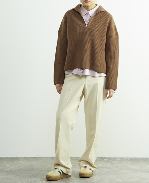 後ろゴム裏起毛ストレッチセミフレアーパンツ 詳細画像 オフホワイト 8